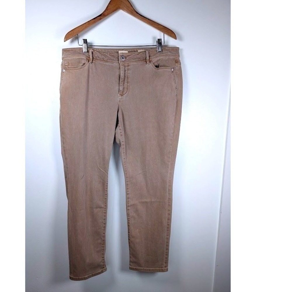 J. Jill Denim Authentic Fit Slim Ankle Jeans Size 14 Khaki Stretch Mid Rise